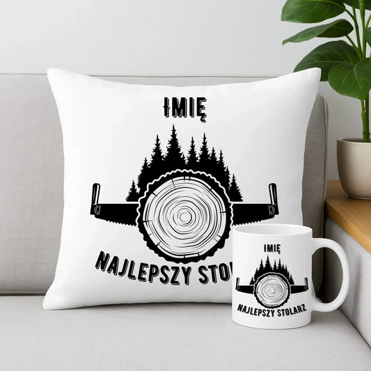 Najlepszy stolarz | Zestaw poduszka i kubek dla stolarza ZS01 - StoryCups.pl