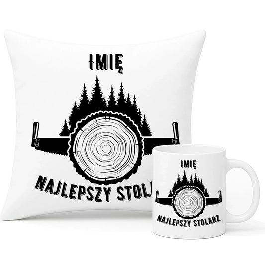 Najlepszy stolarz | Zestaw poduszka i kubek dla stolarza ZS01 - StoryCups.pl