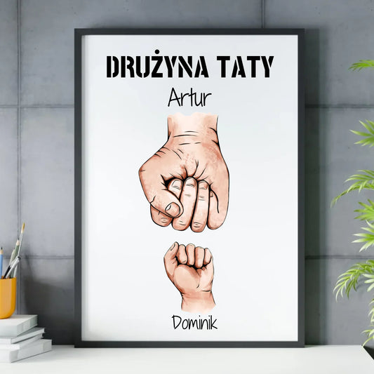 Drużyna Taty | Personalizowany obraz z imionami dzieci dla taty DT01 - StoryCups.pl