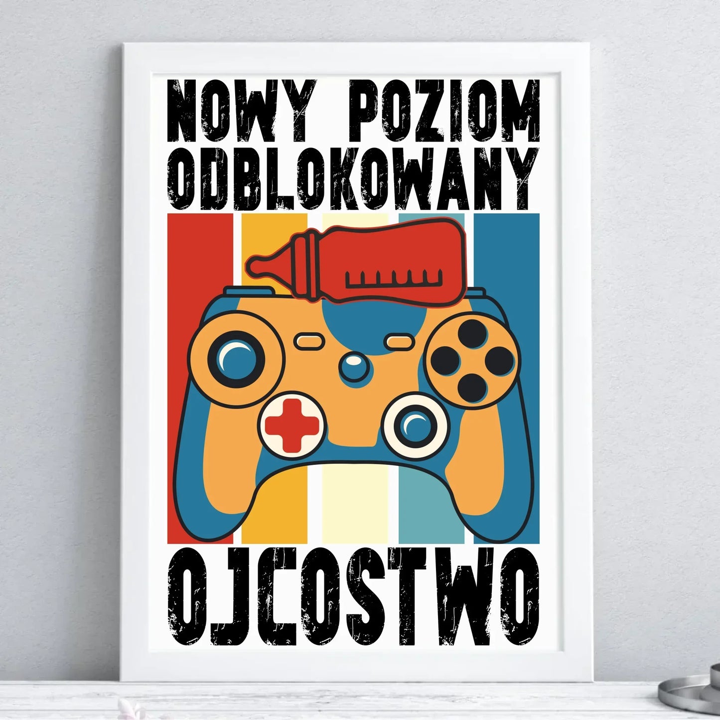Nowy poziom odblokowany Ojcostwo | Plakat w ramie dla taty DT24 - StoryCups.pl