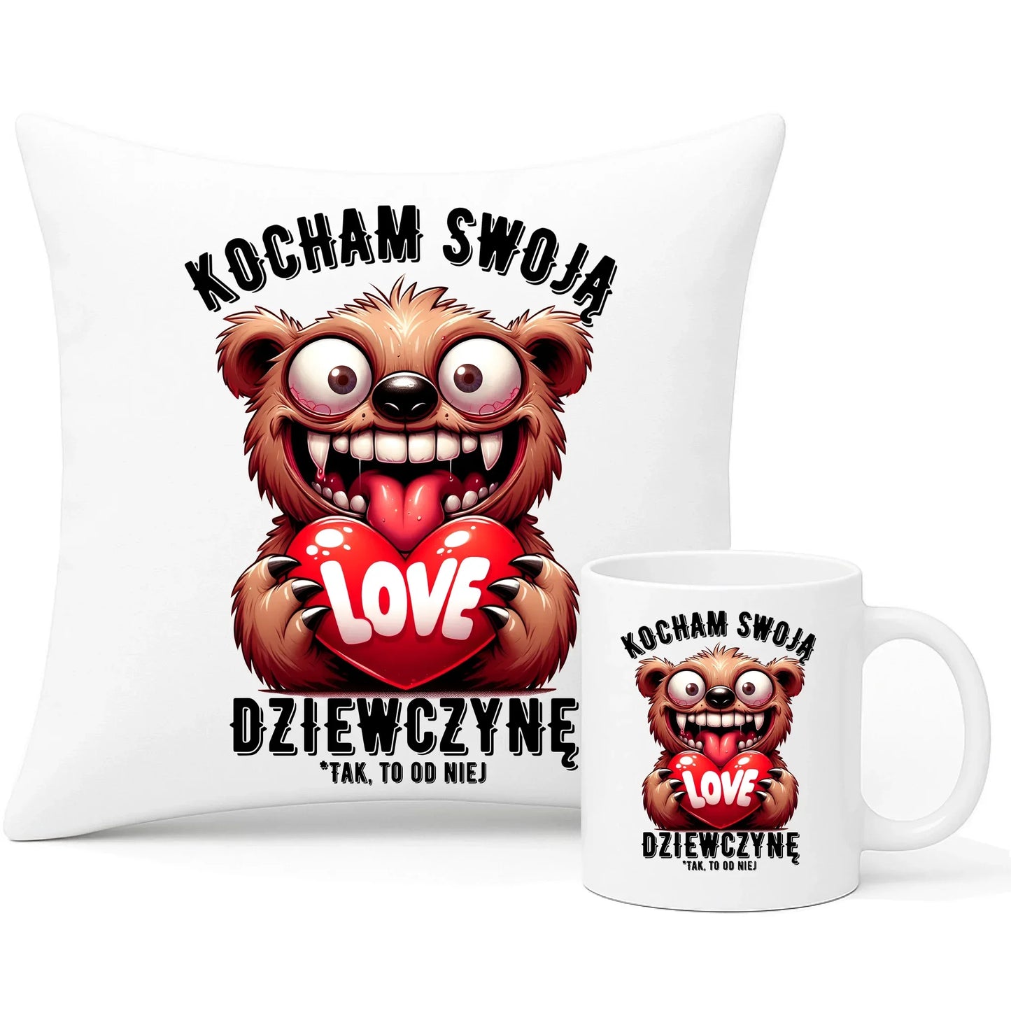 Kocham swoją dziewczynę | Zestaw poduszka i kubek dla chłopaka W30 - StoryCups.pl