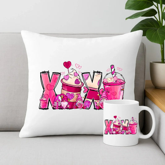 XOXO | Zestaw poduszka i kubek W50 - StoryCups.pl