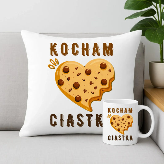 Kocham ciastka | Zestaw poduszka i kubek W53 - StoryCups.pl