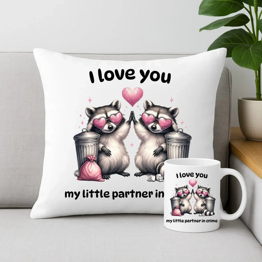 My little partner in crime | Zestaw poduszka i kubek W27 - StoryCups.pl