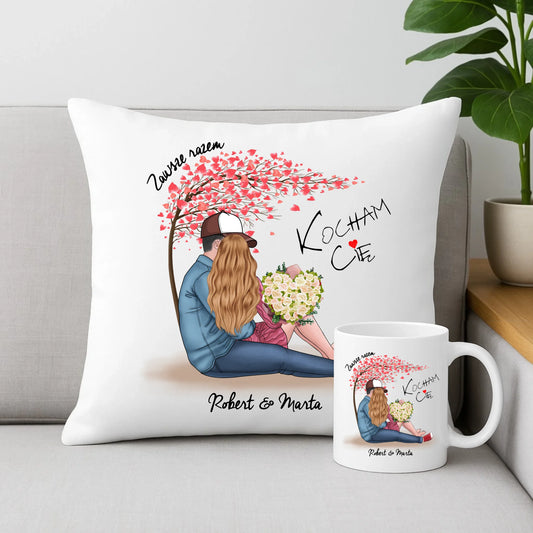 Zestaw poduszka i kubek - prezent dla par - Zawsze razem - personalizowany W04 - StoryCups.pl