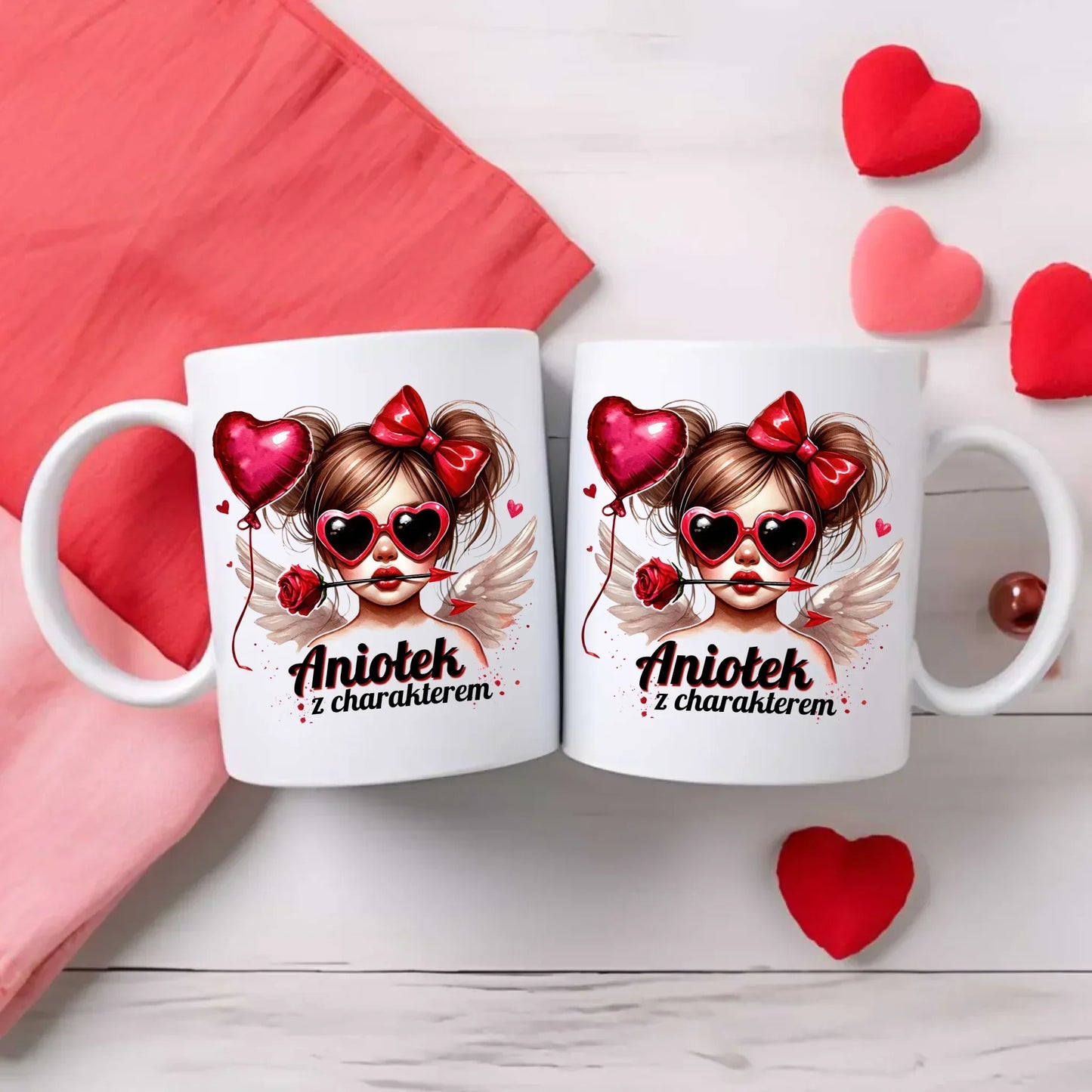 Aniołek z charakterem | Zestaw poduszka i kubek W58 - StoryCups.pl