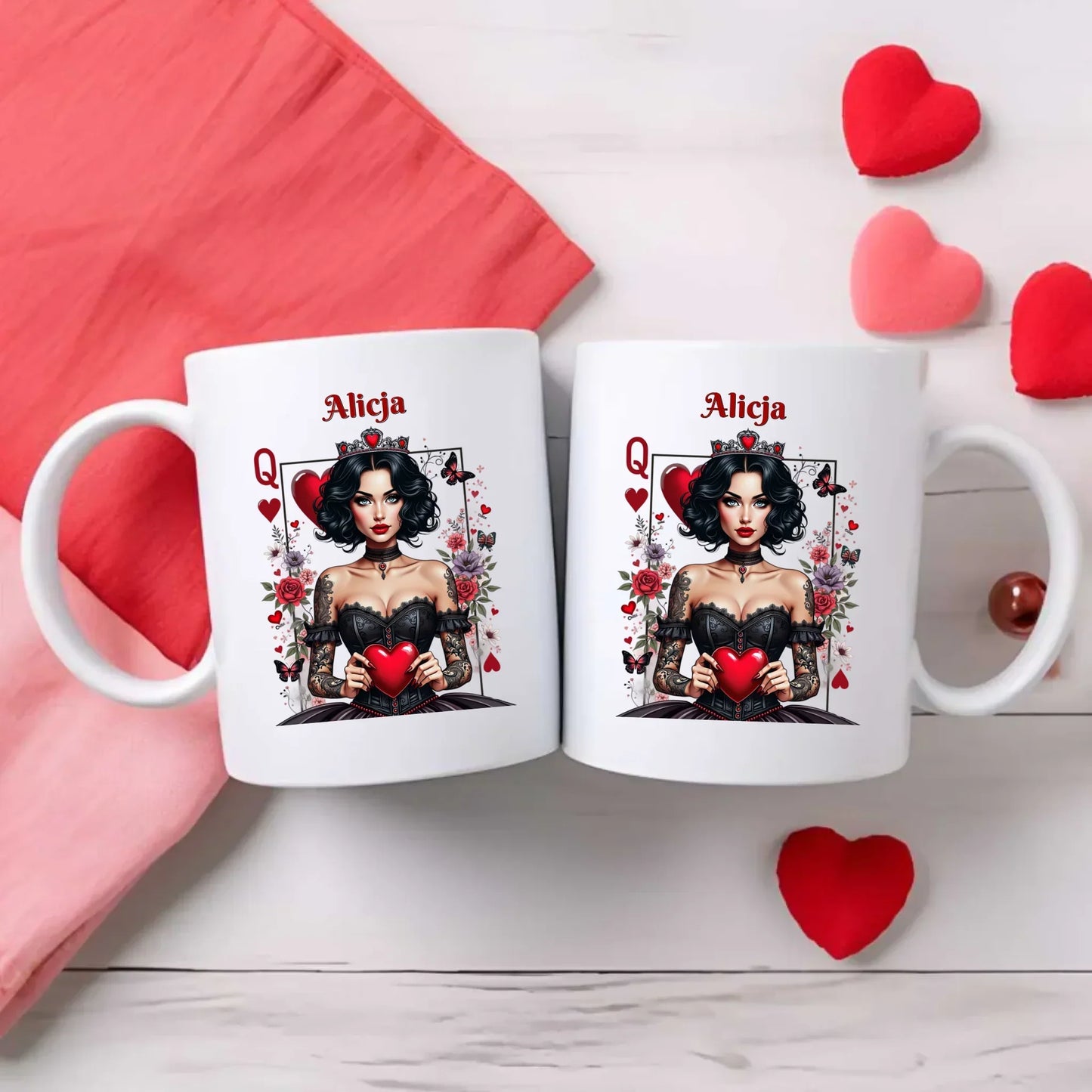 Królowa Serc | Zestaw poduszka i kubek W46 - StoryCups.pl
