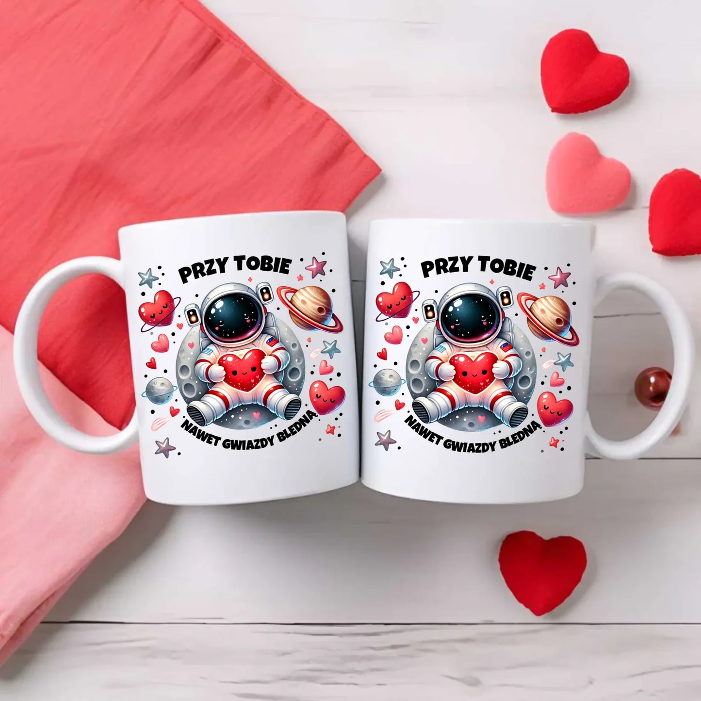 Przy Tobie nawet gwiazdy bledną | Zestaw poduszka i kubek W57 - StoryCups.pl