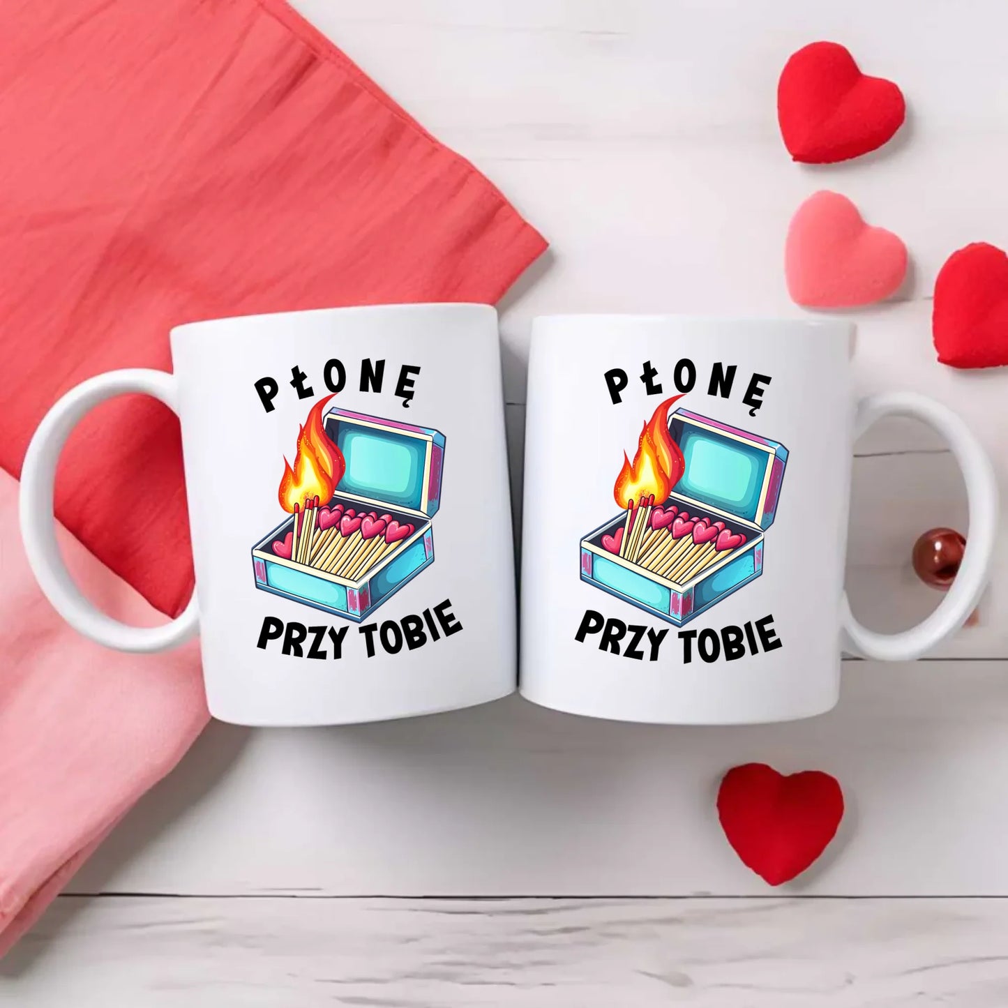 Płonę przy Tobie | Zestaw poduszka i kubek W39 - StoryCups.pl