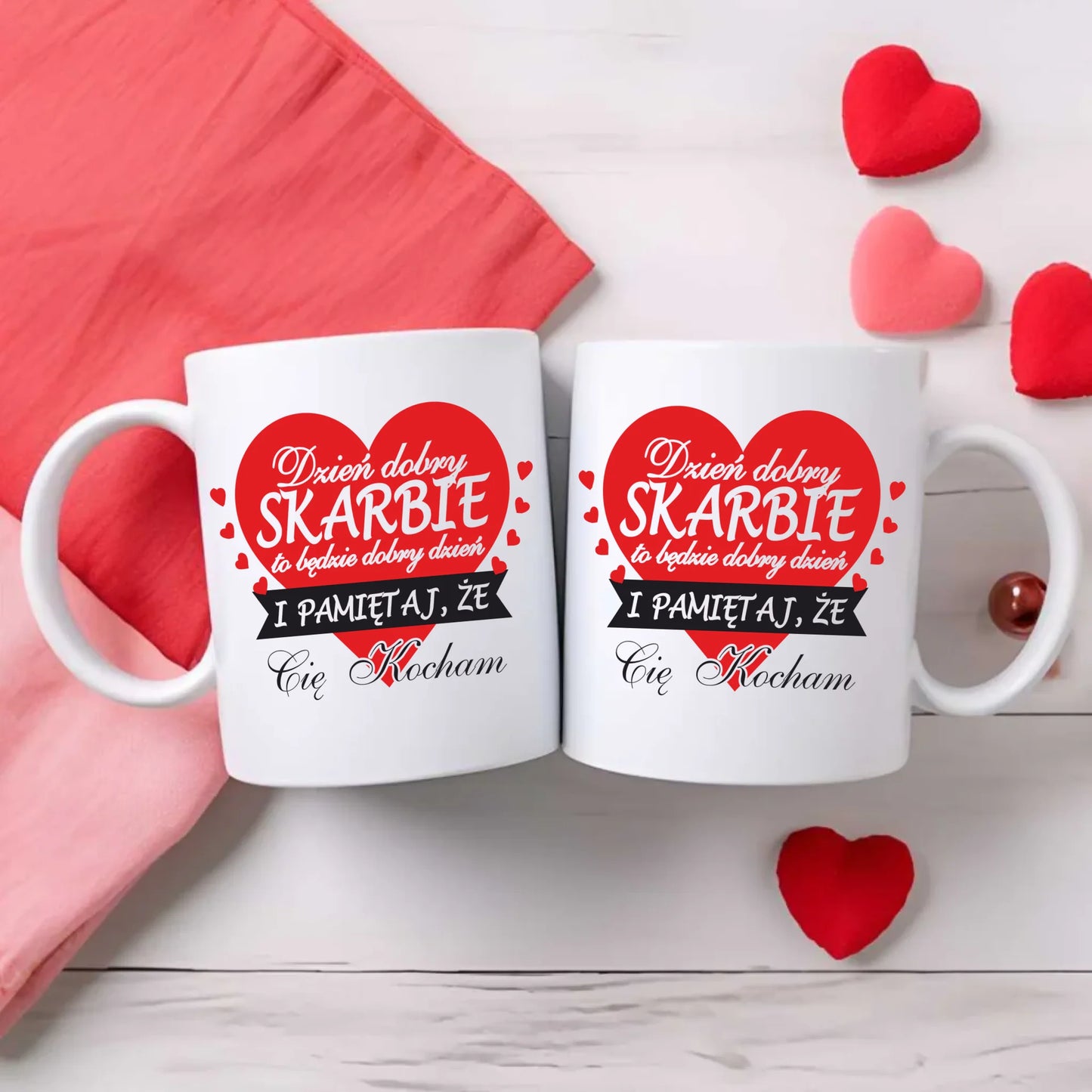 Zestaw poduszka i kubek - prezent dla par - Dzień dobry Skarbie W02 - StoryCups.pl