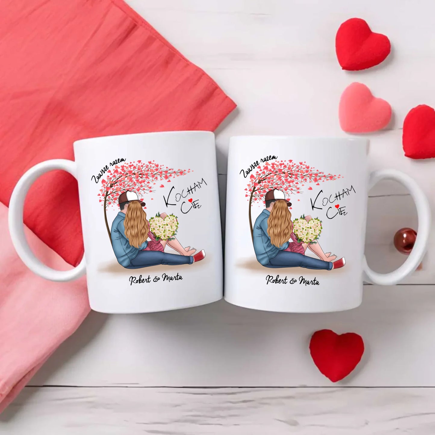 Zestaw poduszka i kubek - prezent dla par - Zawsze razem - personalizowany W04 - StoryCups.pl