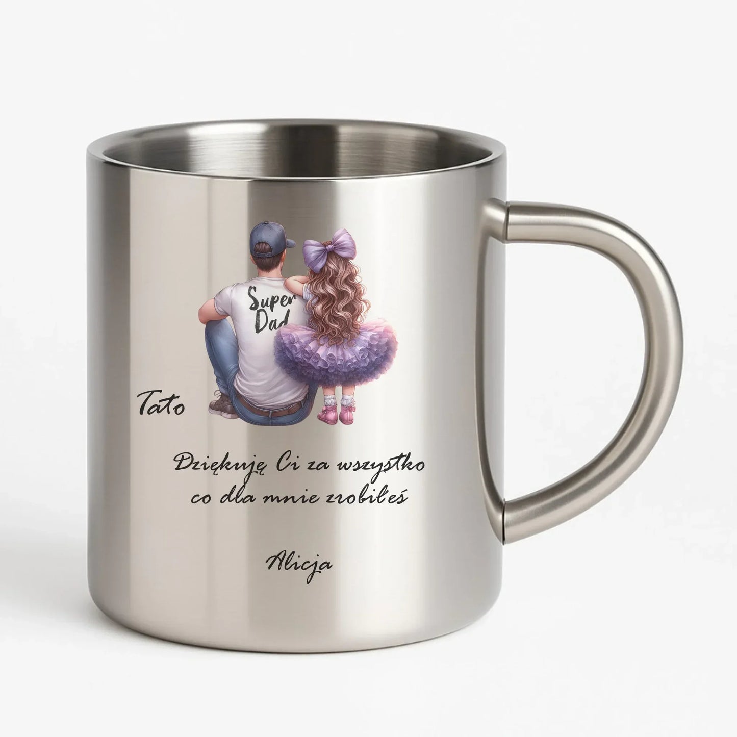 Tato dziękuję Ci | Metalowy kubek dla taty z podziękowaniem DT14 - StoryCups.pl