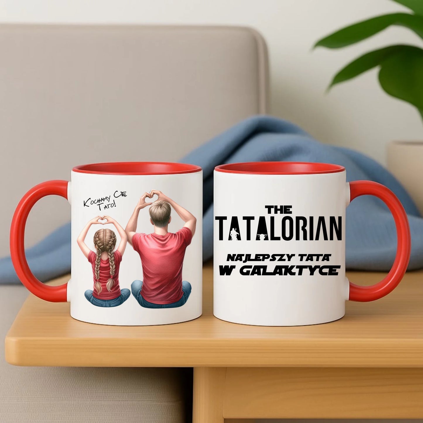 Personalizowany czerwony kubek dla taty na prezent Dzień Ojca Święta Urodziny