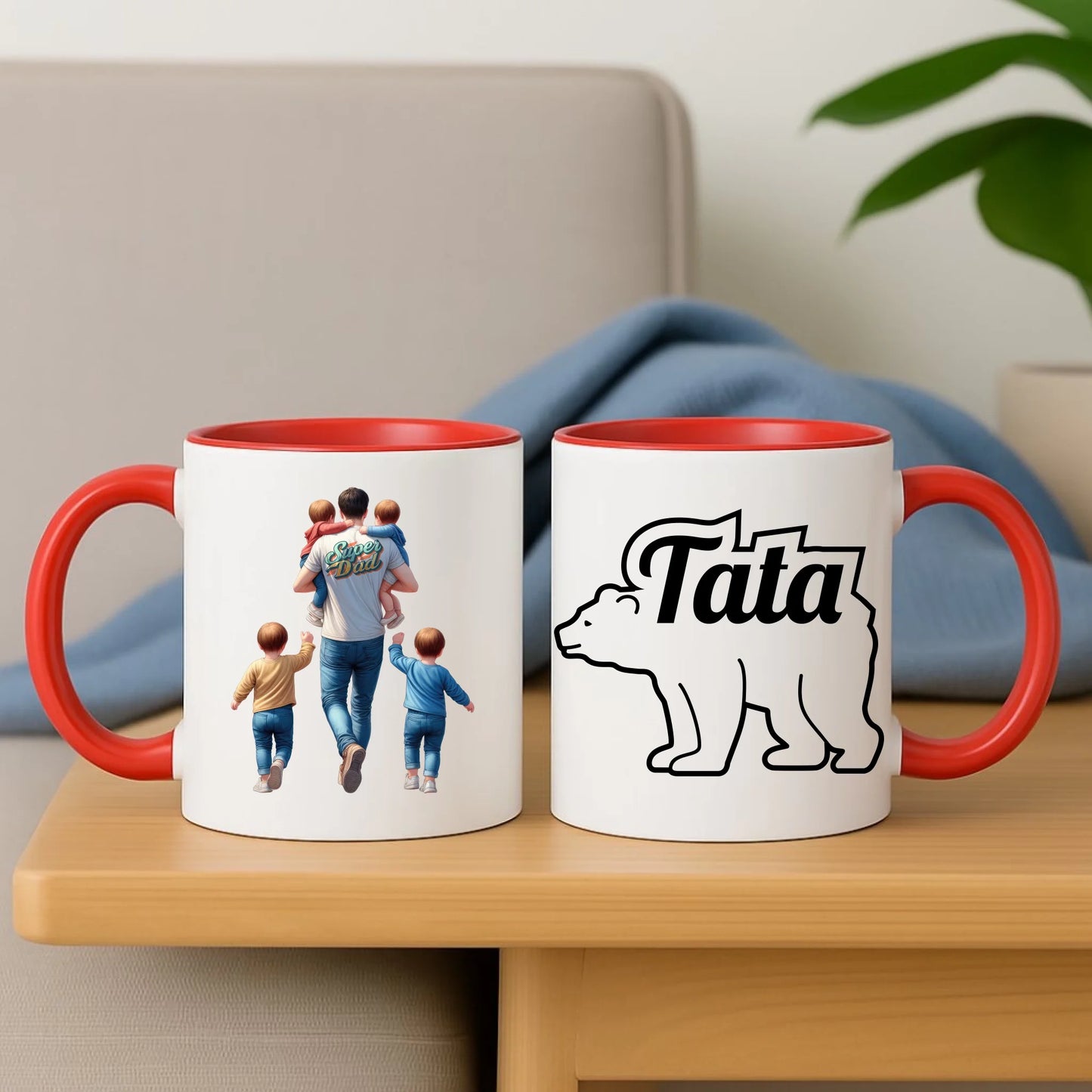 Personalizowany czerwony kubek dla taty na prezent Dzień Ojca Święta Urodziny