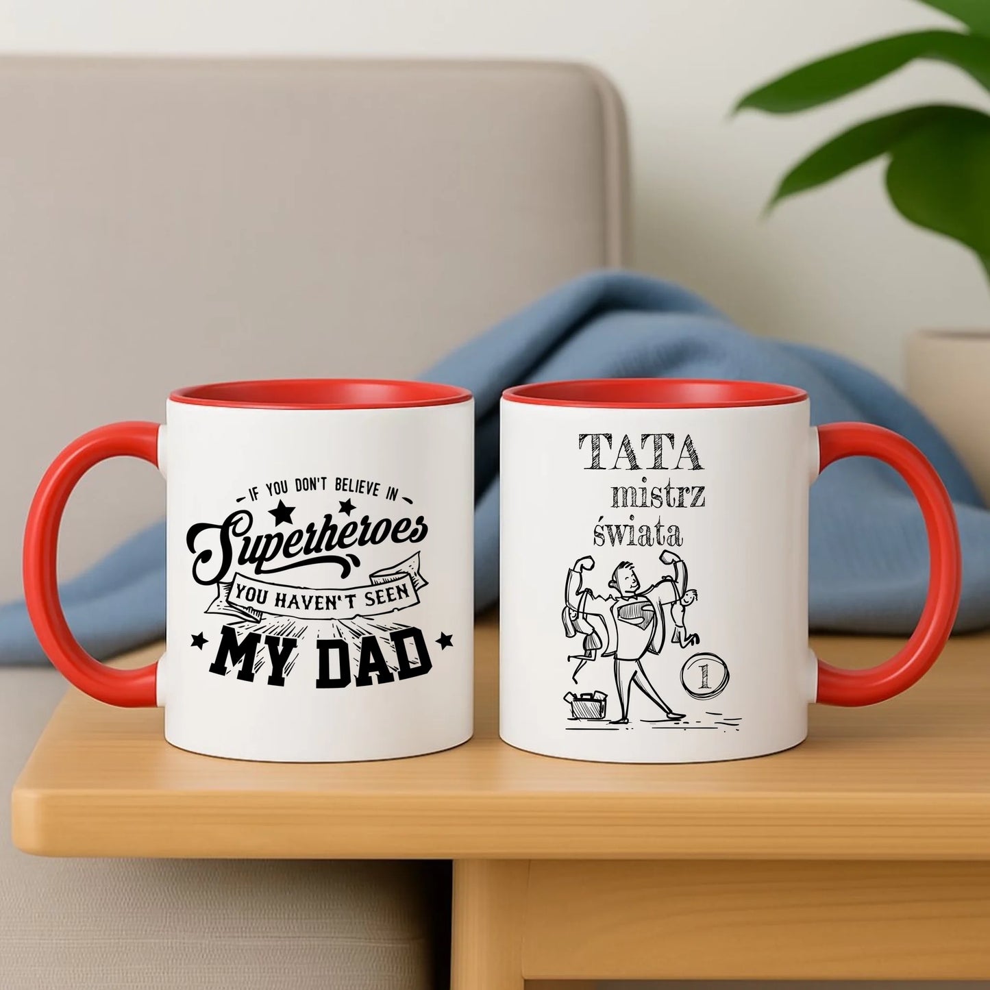 Personalizowany czerwony kubek dla taty na prezent Dzień Ojca Święta Urodziny