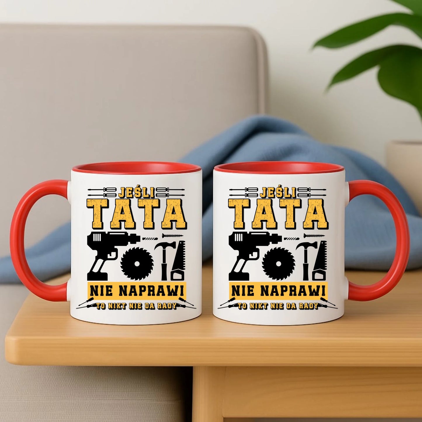 Personalizowany czerwony kubek dla taty na prezent Dzień Ojca Święta Urodziny
