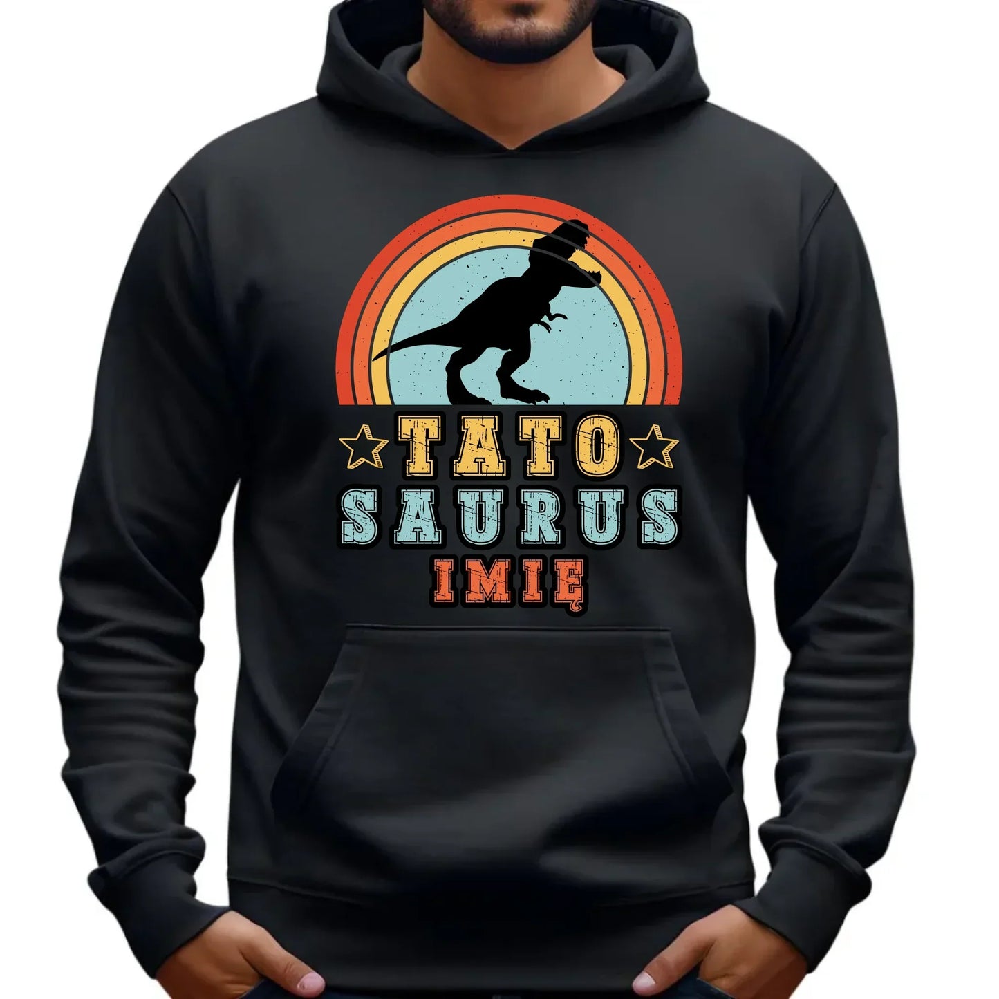 Tatosaurus + imię | Bluza męska z kapturem dla taty DT03 - StoryCups.pl