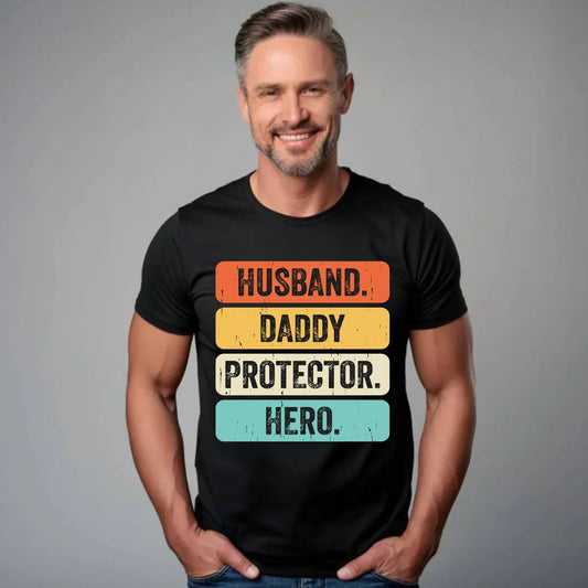 Husband daddy protector hero | Koszulka dla taty na prezent DT05 - StoryCups.pl