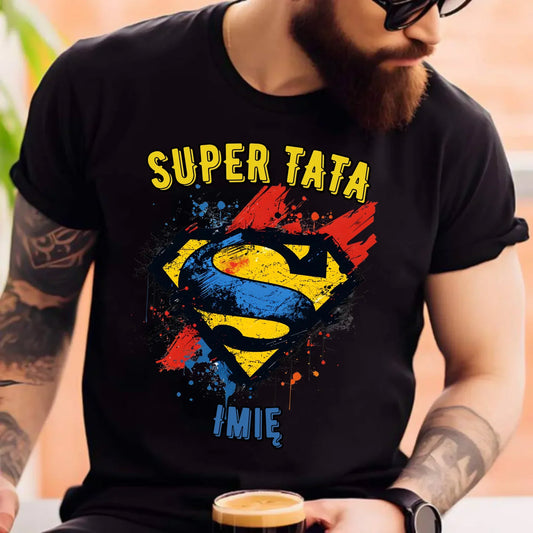 Super tata imię | Koszulka męska dla taty DT07 - StoryCups.pl