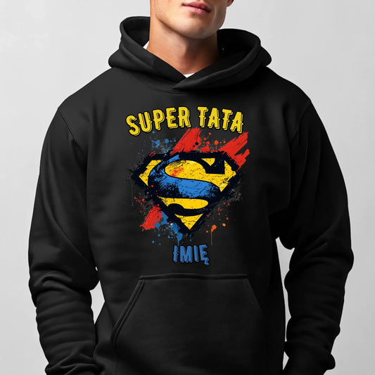 Super tata imię | Bluza męska z kapturem dla taty DT07 - StoryCups.pl