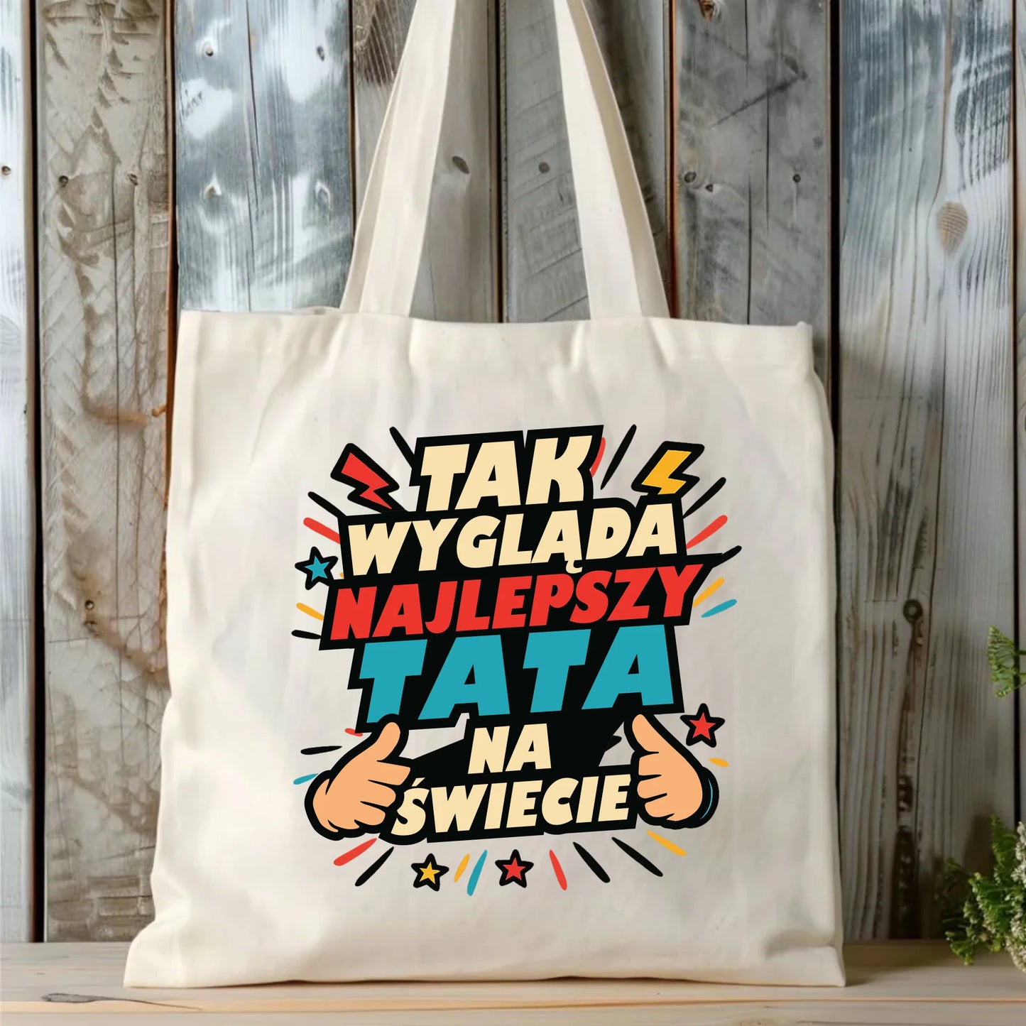 Personalizowana eco torba z nadrukiem dla taty - naturalna - prezent dla taty, Dzień Ojca, Święta, Urodziny