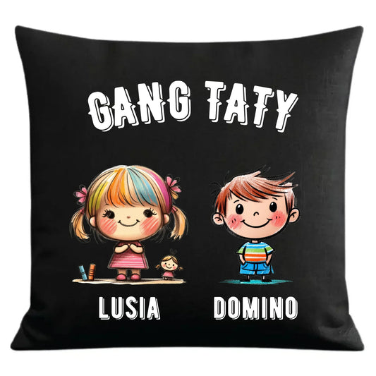 Gang Taty | Personalizowana poduszka dekoracyjna z imionami dzieci dla taty DT09 - StoryCups.pl