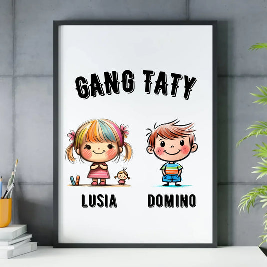 Gang Taty | Plakat w ramie dla taty z imionami dzieci DT09 - StoryCups.pl