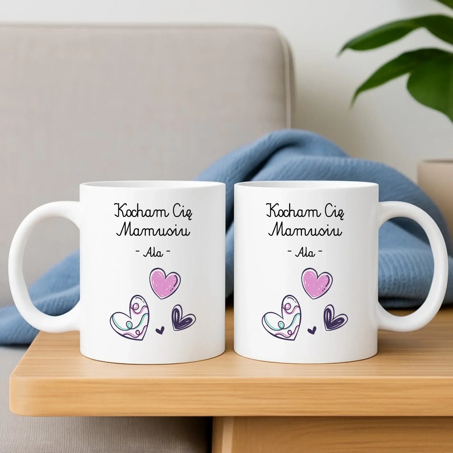 Kocham Cię Mamusiu personalizacja | Zestaw poduszka i kubek prezent dla mamy DM05 - StoryCups.pl