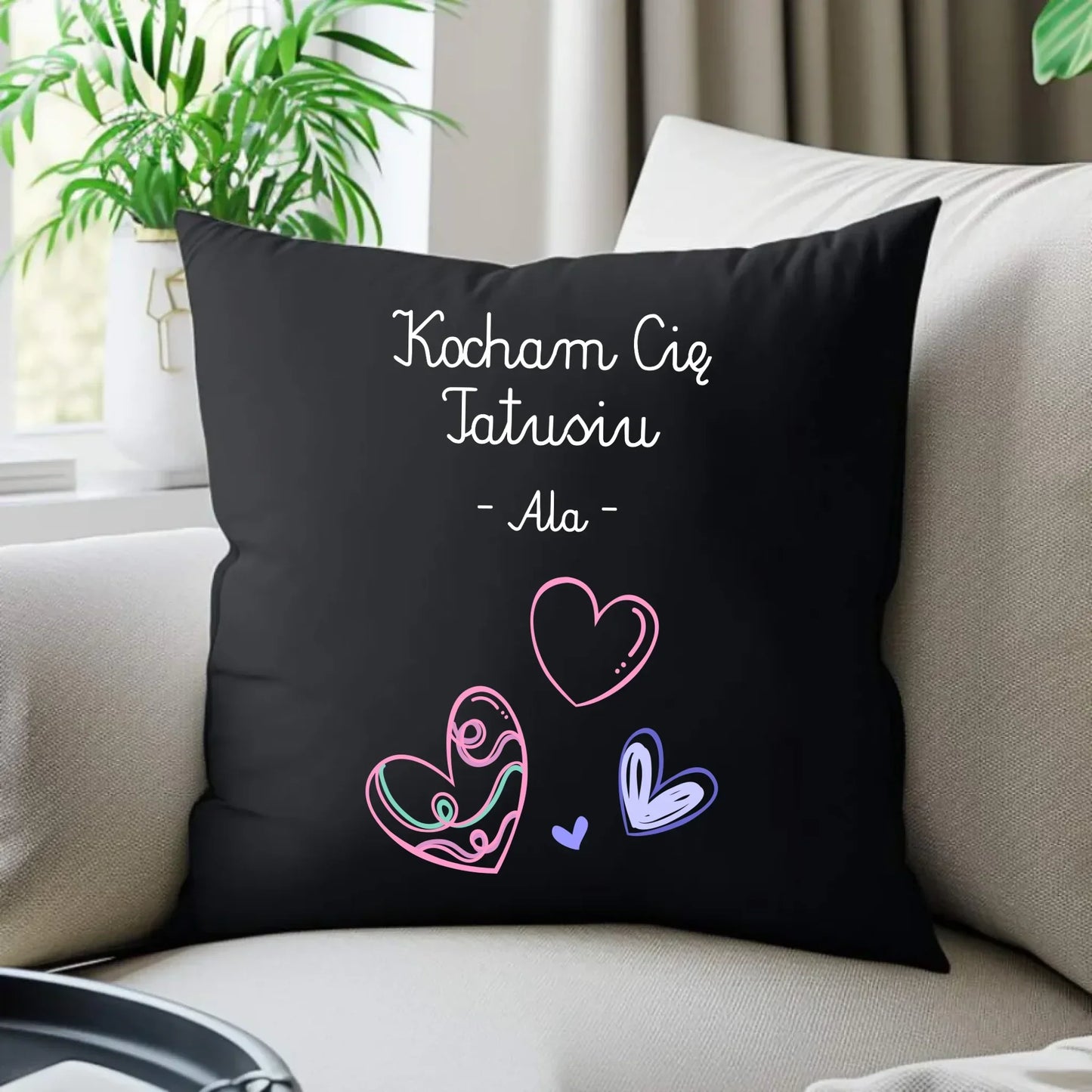 Kocham Cię Tatusiu | Personalizowana poduszka dekoracyjna dla taty DT13 - StoryCups.pl