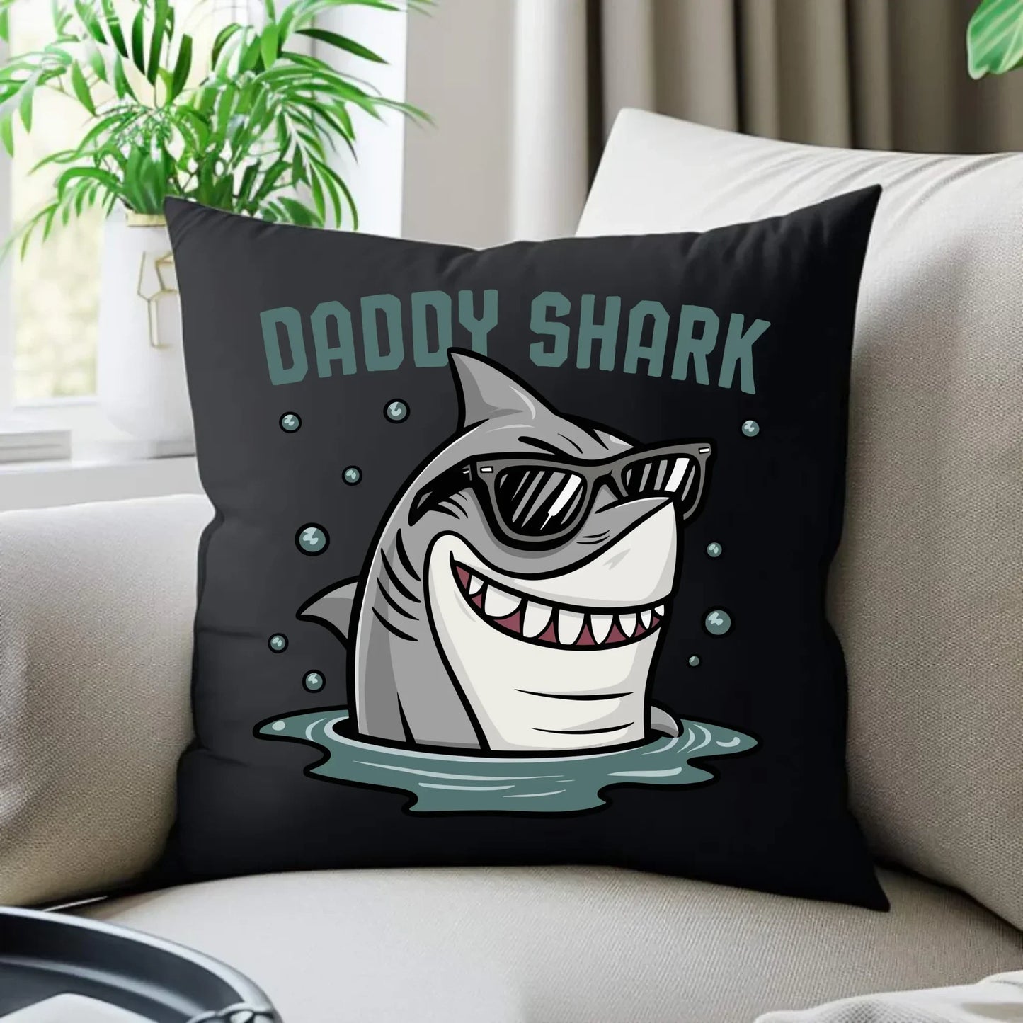 Daddy shark | Poduszka dekoracyjna dla taty DT15 - StoryCups.pl
