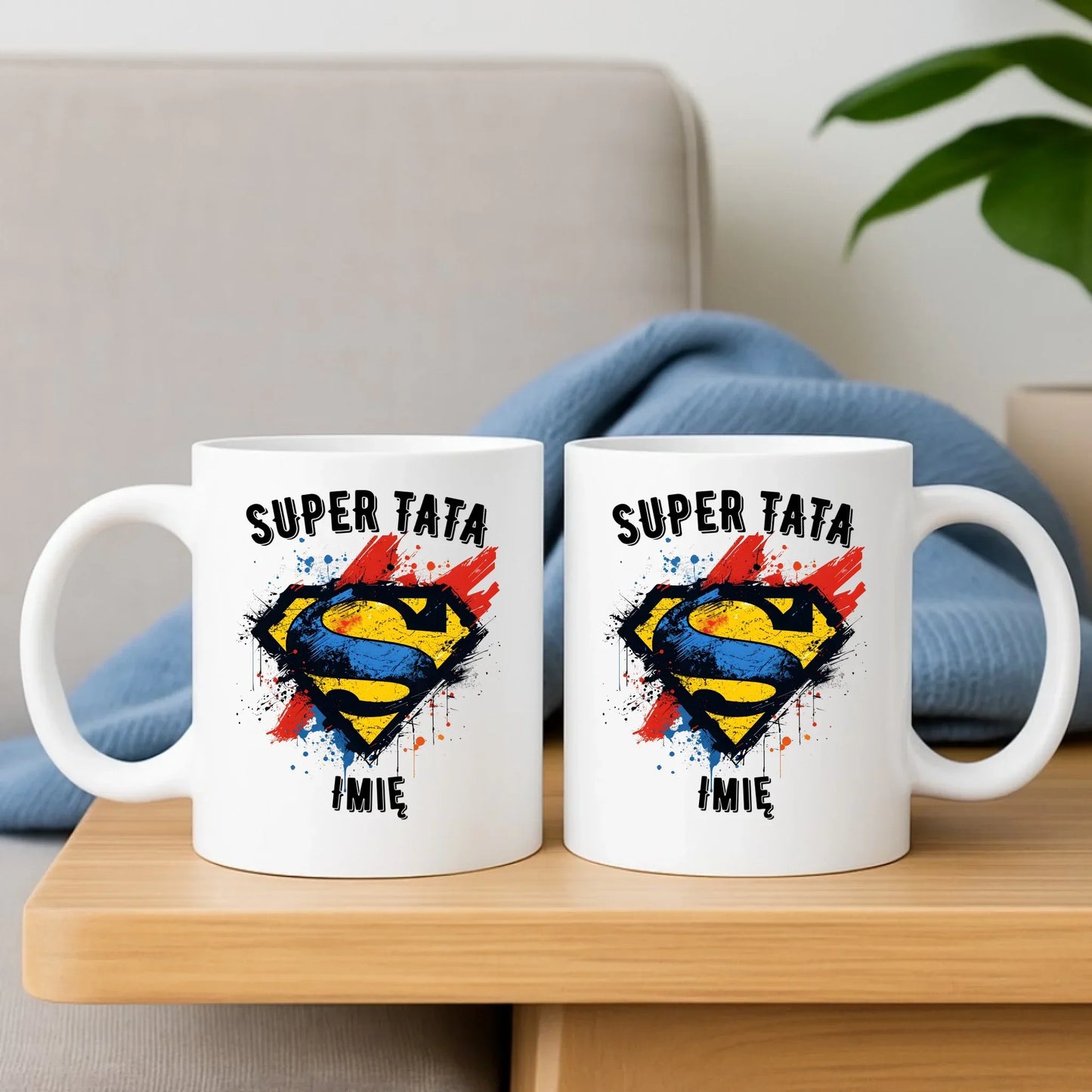 Super Tata imię | Zestaw poduszka i kubek dla taty DT07 - StoryCups.pl