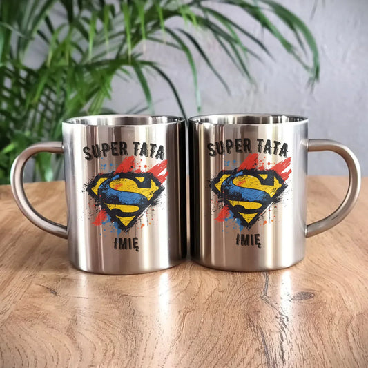Super Tata imię | Metalowy kubek dla taty DT07 - StoryCups.pl