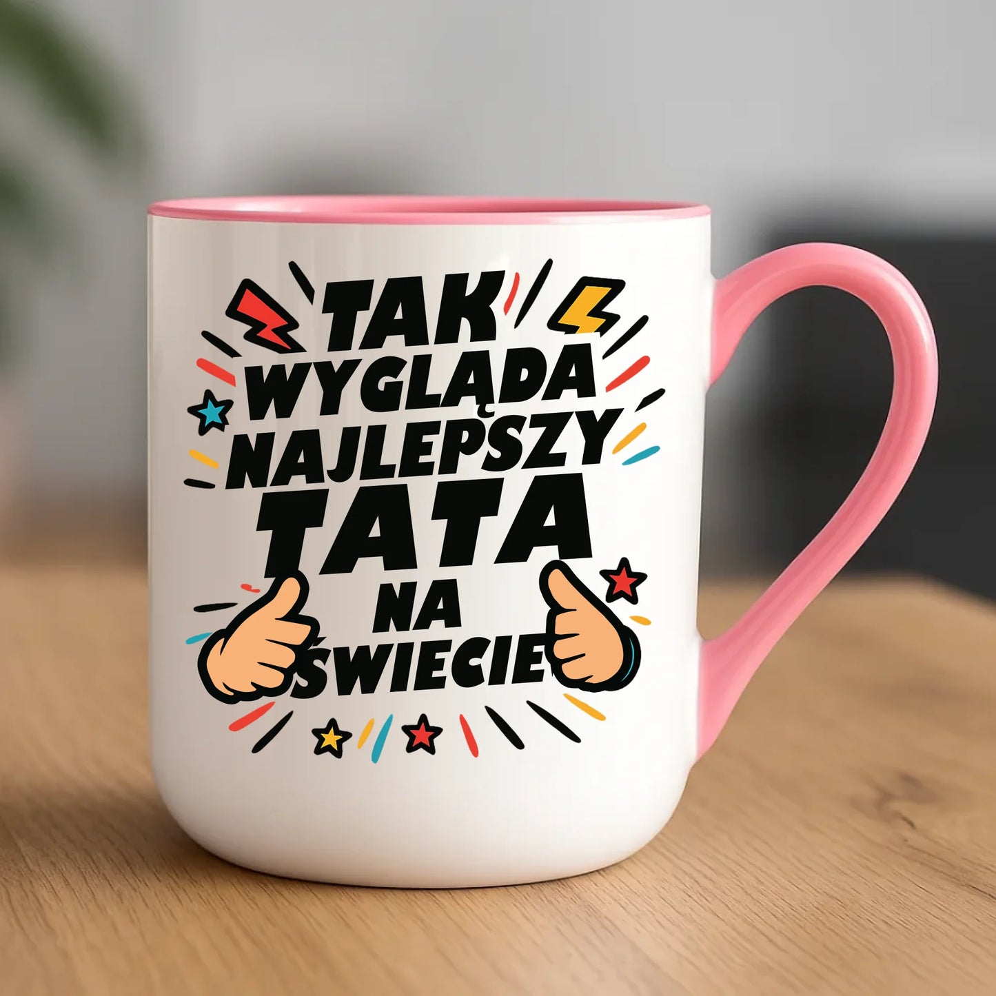 Personalizowany kubek dla taty upominek na Dzień Ojca - różowy
