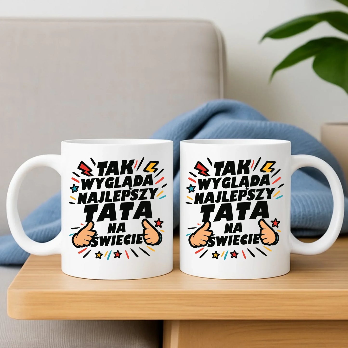 Tak wygląda najlepszy tata na świecie | Zestaw poduszka i kubek dla taty DT08 - StoryCups.pl