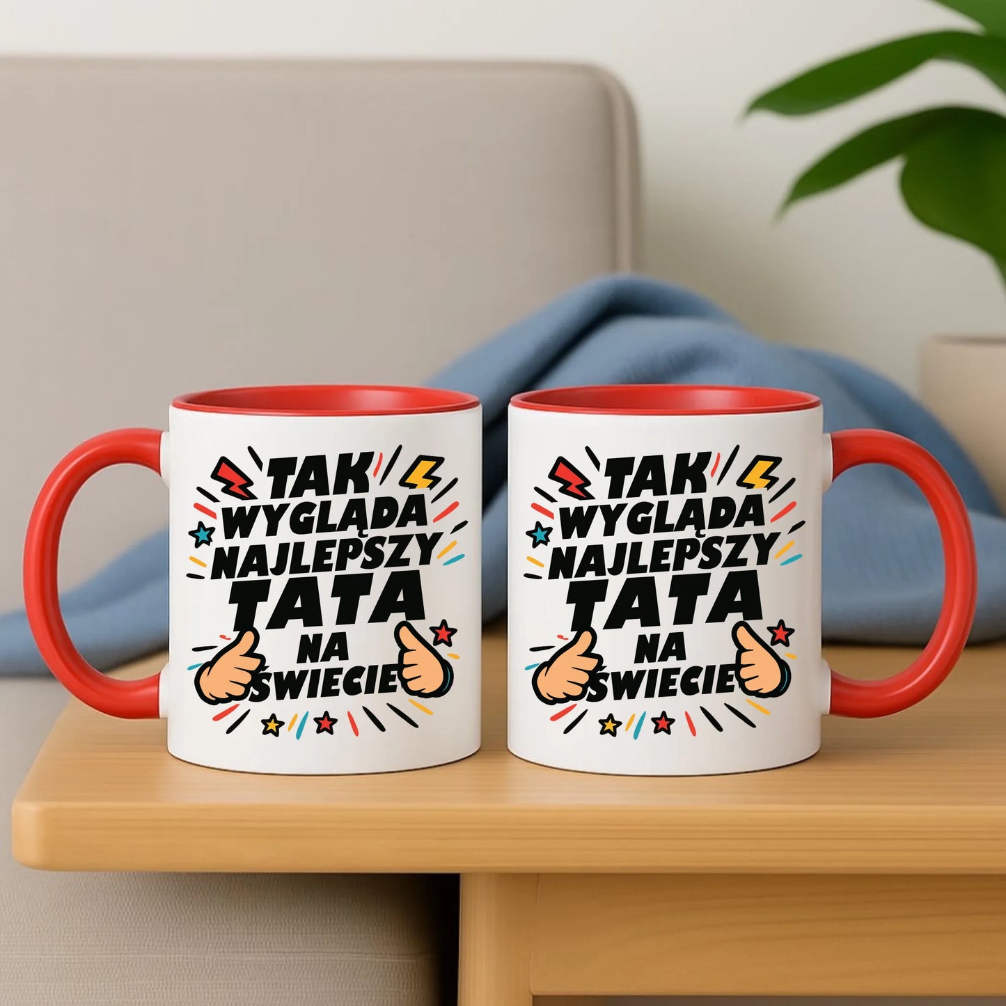 Personalizowany czerwony kubek dla taty na prezent Dzień Ojca Święta Urodziny