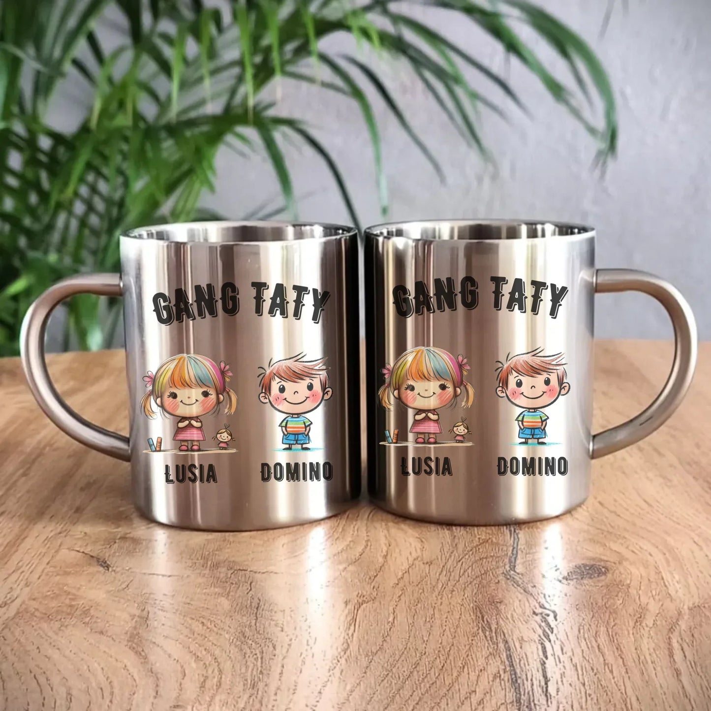 Gang taty | Metalowy kubek dla taty z imionami dzieci DT09 - StoryCups.pl
