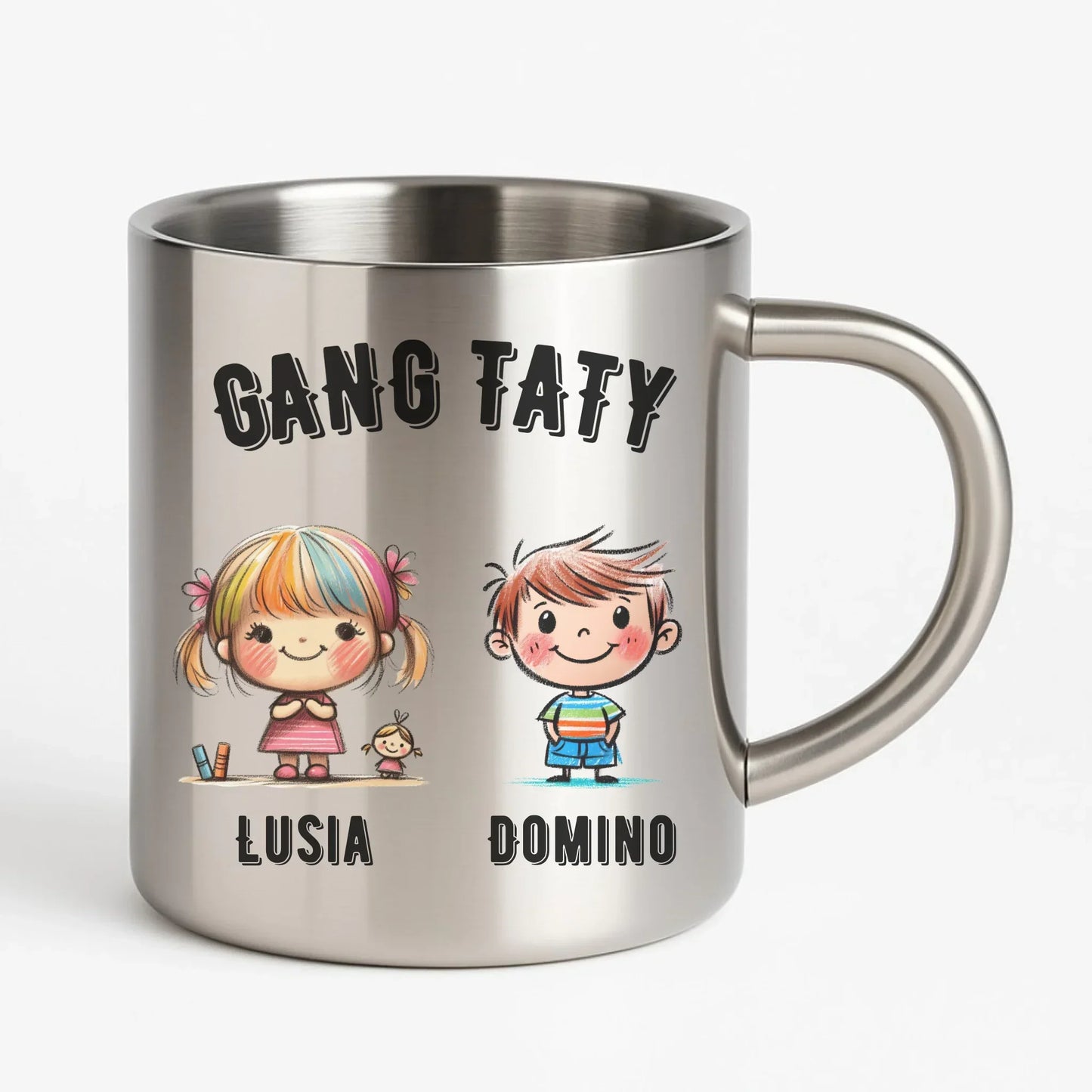 Gang taty | Metalowy kubek dla taty z imionami dzieci DT09 - StoryCups.pl
