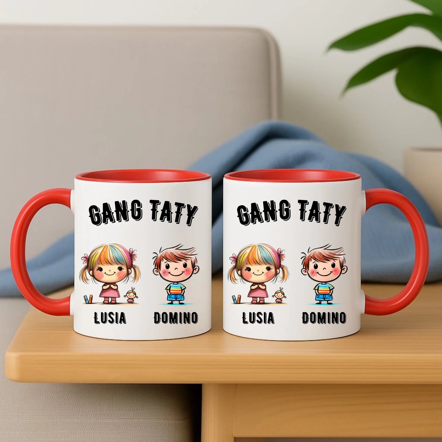 Personalizowany czerwony kubek dla taty na prezent Dzień Ojca Święta Urodziny