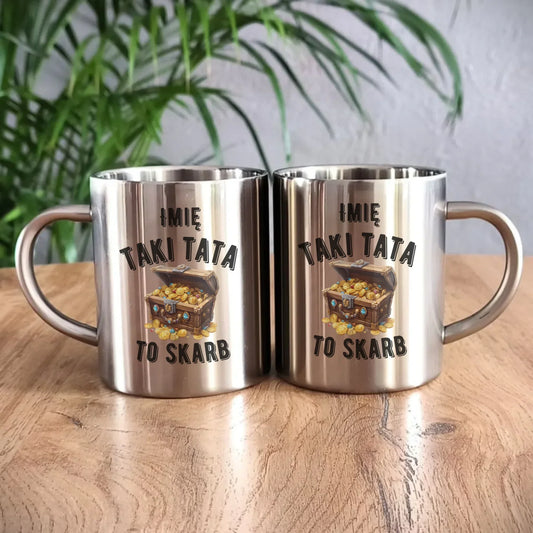 Taki tata to skarb | Metalowy kubek z imieniem taty DT10 - StoryCups.pl