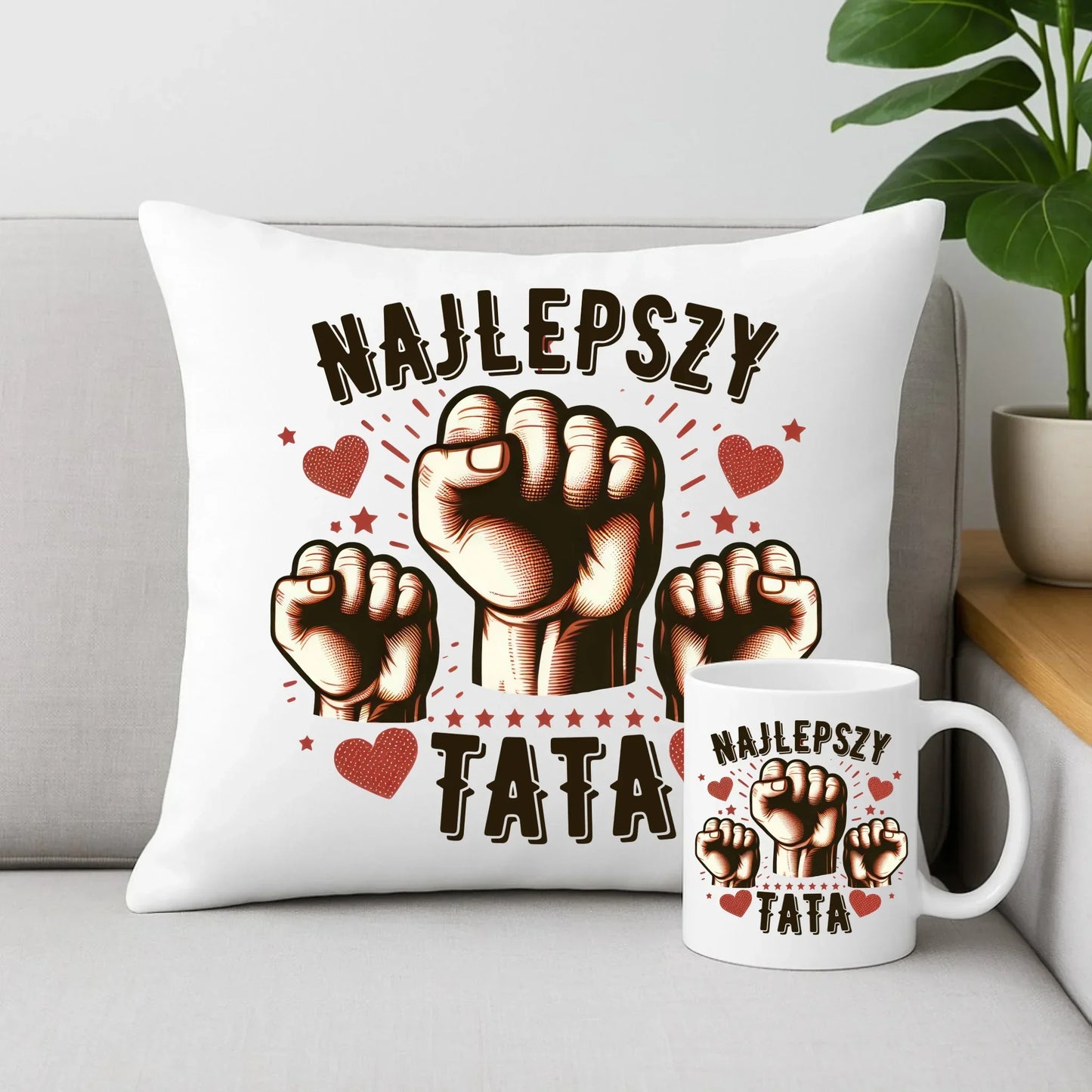Najlepszy tata na świecie | Zestaw poduszka i kubek dla taty DT12 - StoryCups.pl