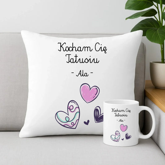 Kocham Cię tatusiu | Zestaw poduszka i kubek dla taty DT13 - StoryCups.pl