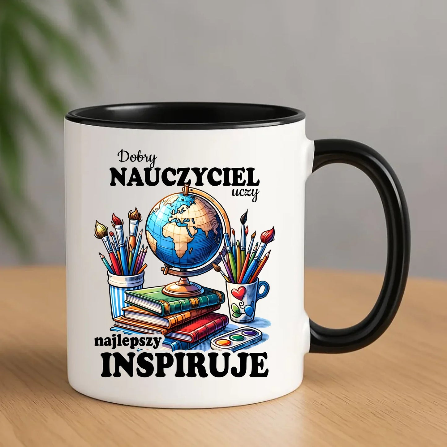 Najlepszy nauczyciel inspiruje | Kubek prezent dla nauczyciela N72 - StoryCups.pl
