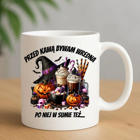 Kubek Halloween – Przed kawą bywam wredna, po niej w sumie też HL30 - StoryCups.pl