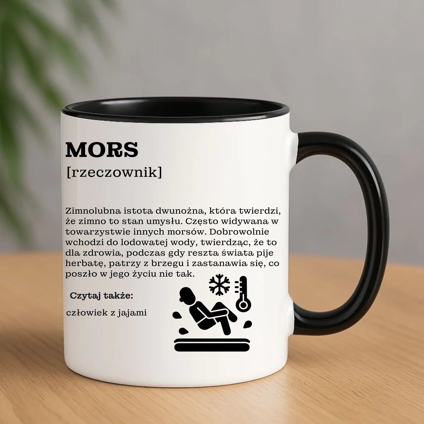 Ceramiczny czarny kubek z nadrukiem na prezent