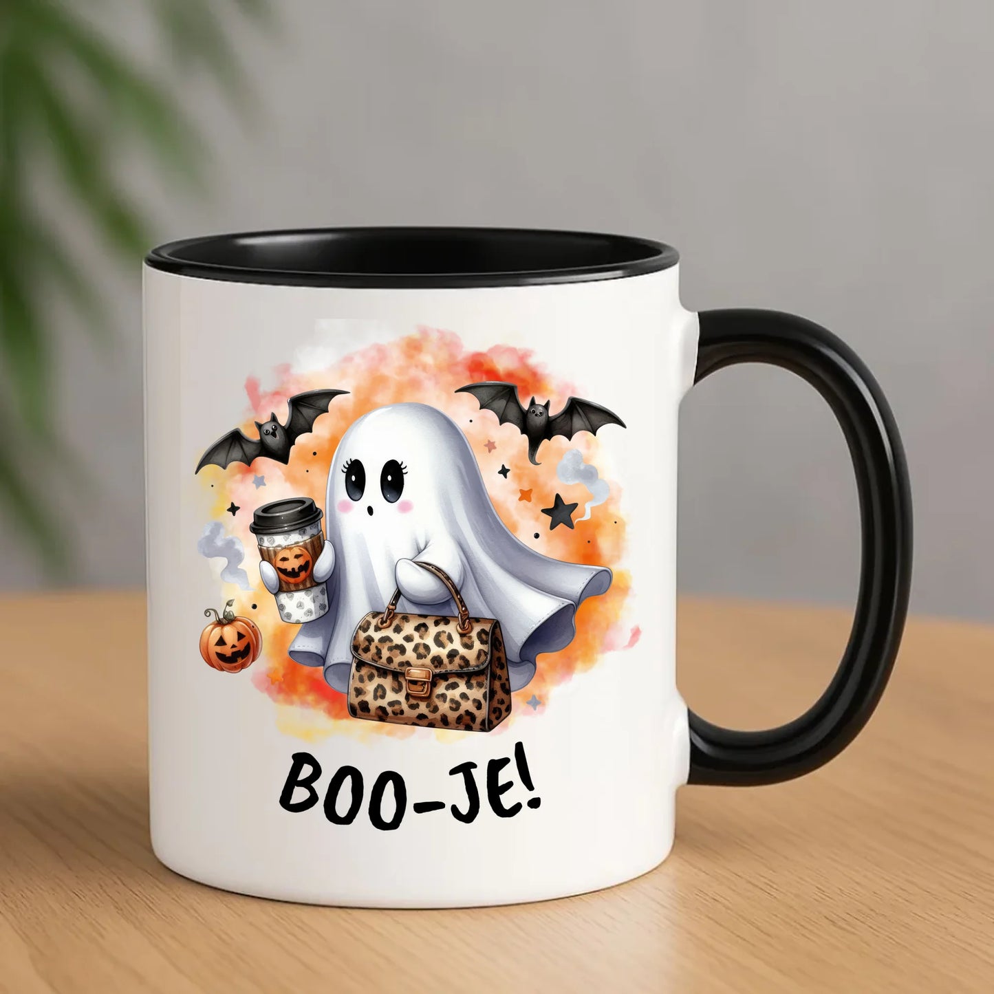 Ceramiczny czarny kubek z nadrukiem na prezent