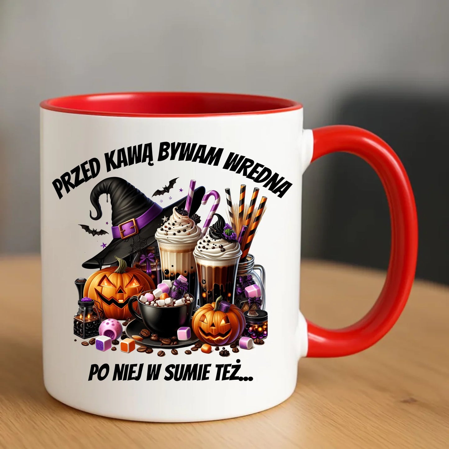 Kubek Halloween – Przed kawą bywam wredna, po niej w sumie też HL30 - StoryCups.pl