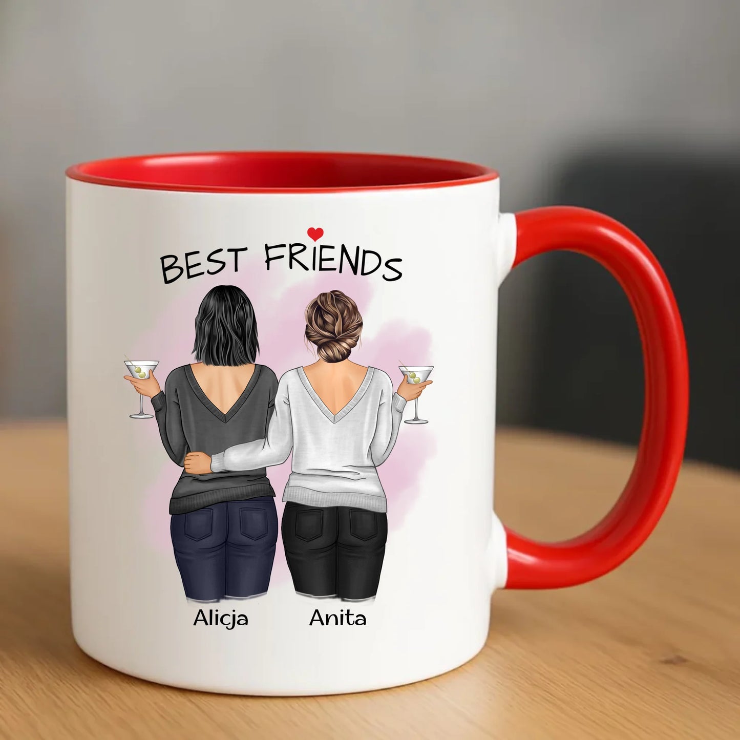 Ceramiczny czerwony kubek z nadrukiem na prezent