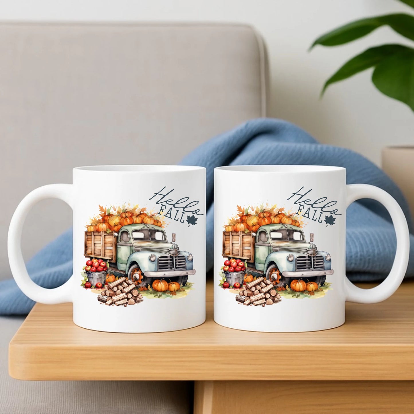 Kubek jesień – Hello Fall ciężarówka z dyniami JS08 - StoryCups.pl