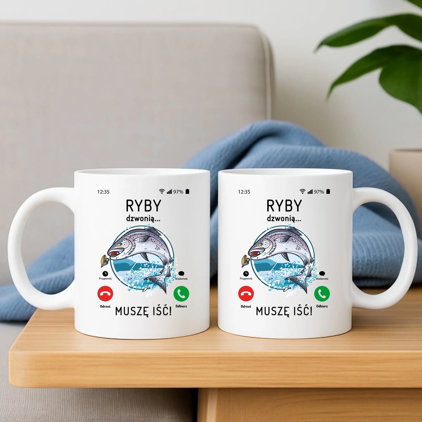 Ryby dzwonią muszę iść | Kubek wędkarza D37 - StoryCups.pl