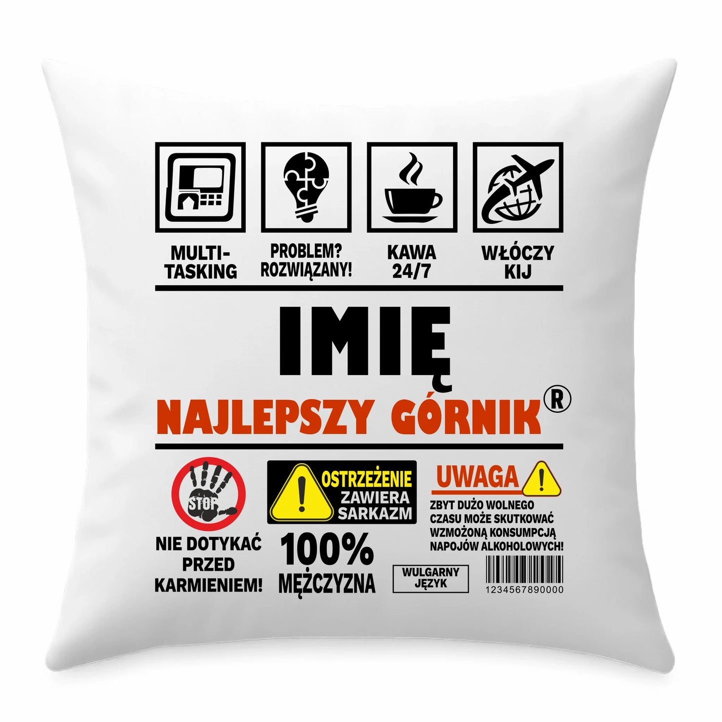 Poduszka - prezent dla górnika - Najlepszy górnik 24/7 - personalizowana G11 - StoryCups.pl